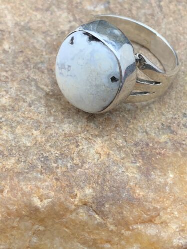 Native American White Buffalo Turquoise Ring | Navajo Sterling Silver | Sz 8.5 | 4646