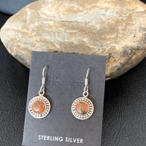 Navajo Spiny Oyster Earrings | Sterling Silver | Minimalist Native American Handmade | 12831