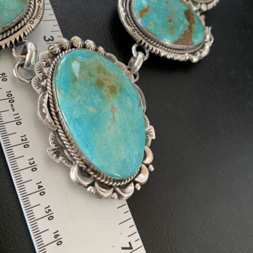 Navajo Royston Turquoise Choker Necklace | Sterling Silver | Authentic Native American Handmade | 11600