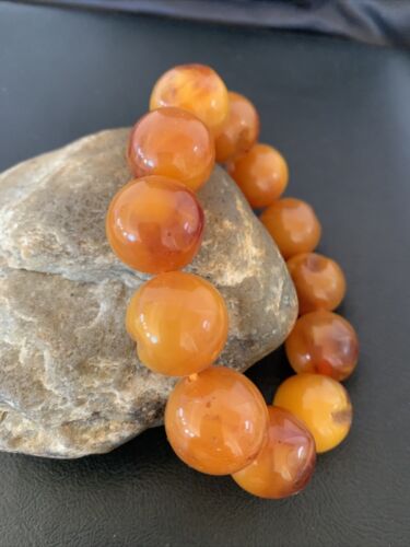 Southwestern Stretch Bracelet Set | Yellow Gold | Red Fossil Amber Stones | Authentic Native American Handmade | 10638
