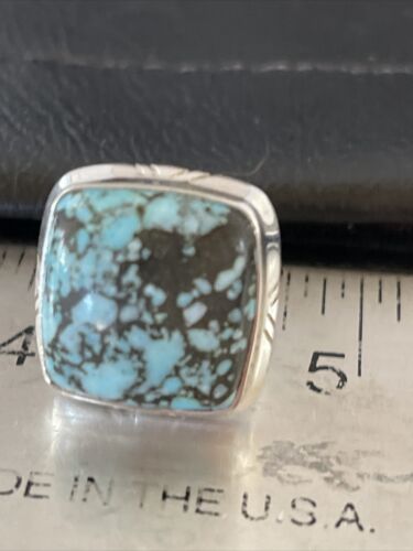 Navajo Blue Spiderweb Turquoise Ring | Sterling Silver | Sz 5 | Authentic Native American Handmade | 10305