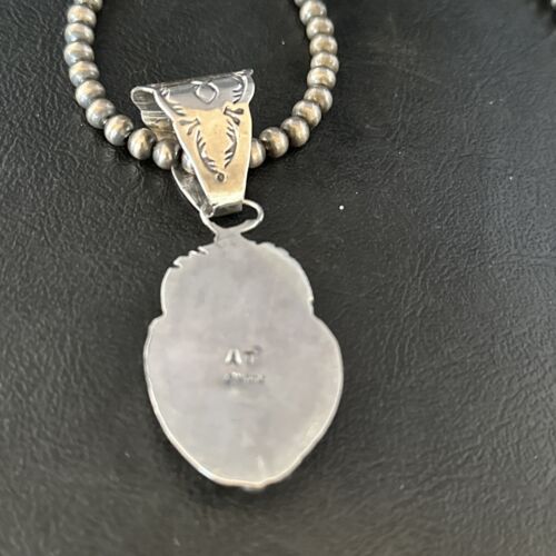 Navajo Orange Spiny Oyster Pendant Necklace | Sterling Silver | Authentic Native American Handmade | 14682
