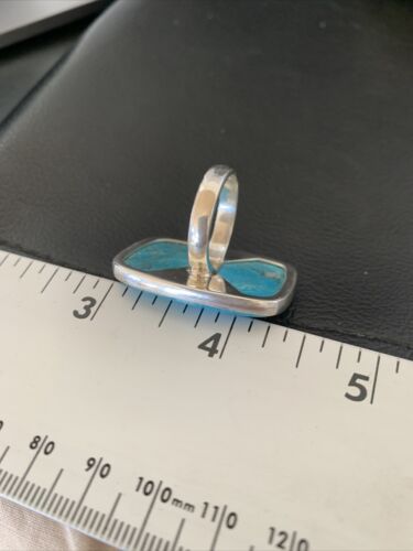 Southwestern Navajo Blue Kingman Turquoise Ring | Sterling Silver | Sz 8 | 11567