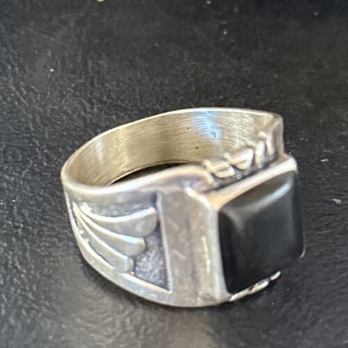 Native American Men's Navajo Black Onyx Ring | Sterling Silver | Sz 12.5 | 14445