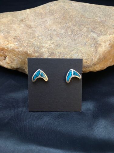 Native American Navajo Turquoise Earrings | Sterling Silver Inlay | Authentic Handmade | 8991