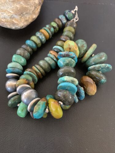 Navajo Pearls Sterling Silver Chunky Graduated Turquoise Necklace | Authentic Native American | 20" | 1754