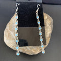 Navajo Green Turquoise Dangle Earrings | Sterling Silver | 3" Long | Authentic Native American Handmade | 12120