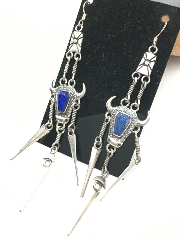 Southwestern Lapis Dangle Earrings | Sterling Silver | 4518