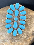 Navajo Kingman Turquoise Multi-Stone Ring | Authentic Native American Sterling Silver | Sz 8 | 13854