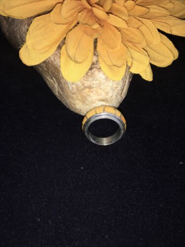 Navajo Women's Yellow Gold Turquoise Inlay Ring | Sterling Silver | Sz 6.5 | 01813