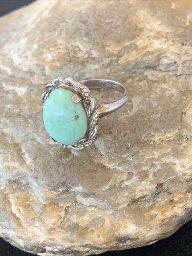 Southwestern Old Pawn Navajo Green Turquoise Ring | Sterling Silver | Sz 6 | 10815