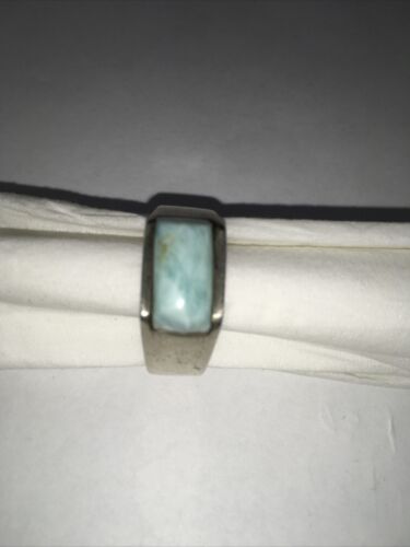 Native American Men's Larimar Inlay Ring | Navajo Sterling Silver | Sz 12 | 1738 - Masha USA