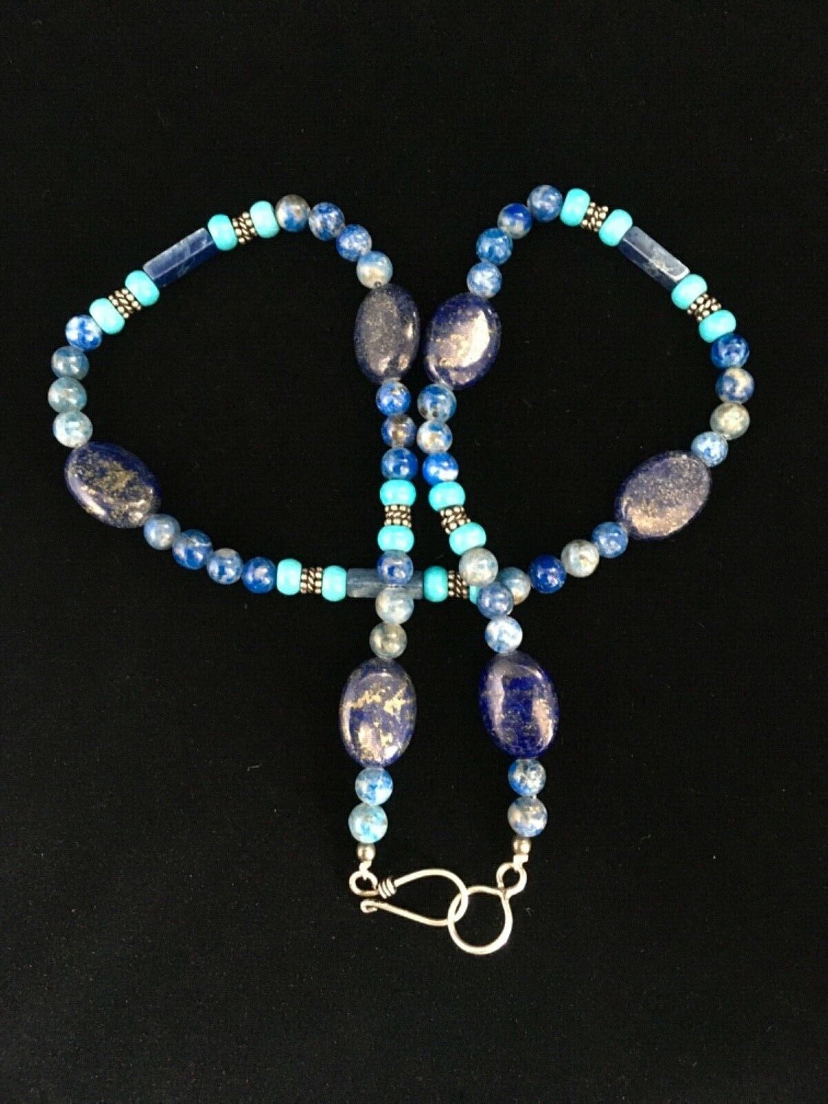 Native American Men's Navajo Lapis Lazuli Turquoise Necklace | Sterling Silver | 18" | 1726