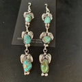 Navajo Sonoran Gold Turquoise Earrings | Sterling Silver | 3 Dangle | Authentic Native American Handmade | 13923