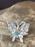 Navajo Blue Turquoise Butterfly Ring | Sterling Silver | Sz Adj 7 | Authentic Native American Handmade | 10676