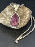 Navajo Purple Spiny Oyster Pendant | Sterling Silver | 2.75" | Authentic Native American Handmade | 14508