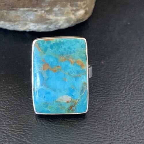 Navajo Blue Kingman Turquoise Ring | Sterling Silver | Sz 8 | Authentic Native American Handmade | 12789