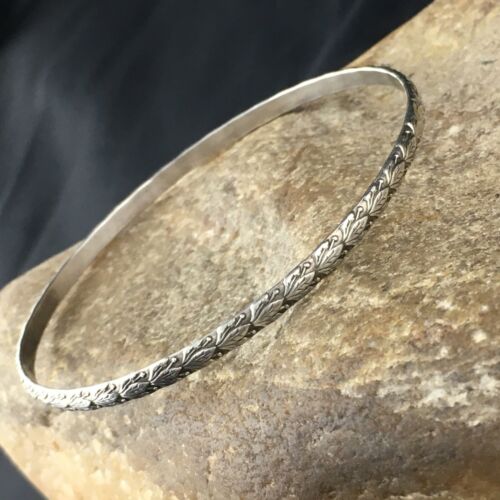Southwestern Navajo Stamped Cuff Bracelet | Sterling Silver | Authentic Native American Handmade | 10254