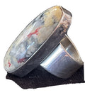 Native American Men's Cinnabrite Ring | White Black | Sterling Silver Handmade | Sz 7 | 01567