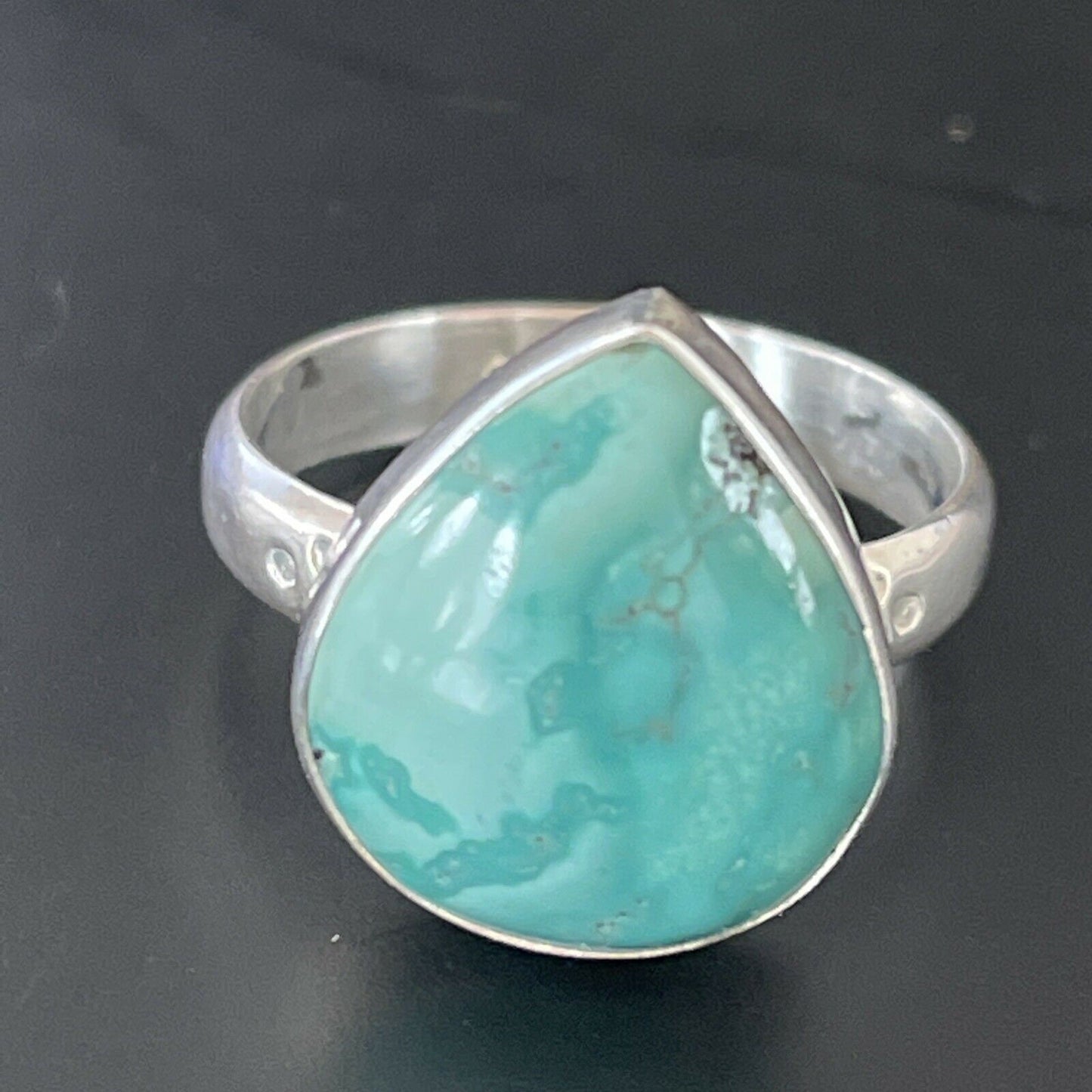 Navajo Sterling Silver Natural Blue Turquoise Ring | Sz 9 | Authentic Native American Handmade | 11436 - Masha USA