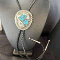 Native American Men's Bolo Tie | Blue Kingman Turquoise | Sterling Silver | Navajo Handmade | 14280