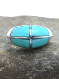 Navajo Turquoise Inlay Ring | Sterling Silver | Sz 5.5 | Authentic Native American Handmade | 4034