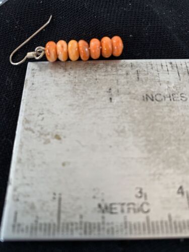 Native American Navajo Orange Spiny Oyster Bead Earrings | Sterling Silver | 13057