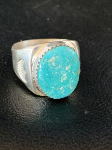 Navajo Blue Kingman Turquoise Ring | Sterling Silver | Sz 11 | Authentic Native American Handmade | 14143