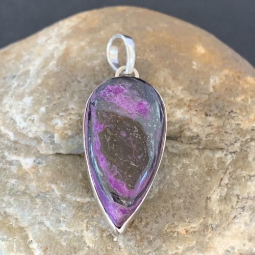 Navajo Purple Sugilite Pendant | Sterling Silver Pearls | 1.50" | Authentic Native American Handmade | 10932