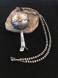 Southwestern Navajo Yazzie Sterling Silver Large Naja Necklace Pendant | 4" | Authentic Native American Handmade | 8394