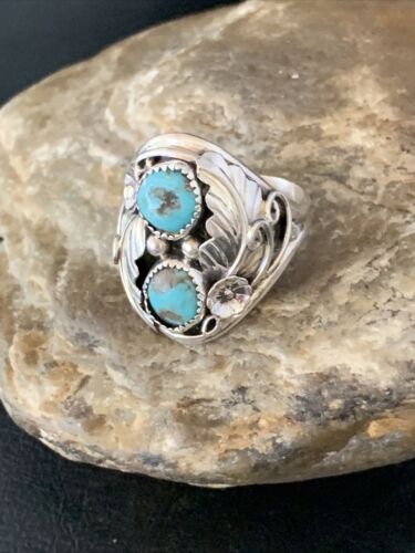 Navajo Kingman Turquoise Multi-Stone Ring | Authentic Native American Sterling Silver | Sz 11 | 14176