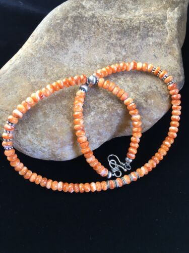 Navajo Graduated Spiny Oyster Necklace | Sterling Silver | 18" | Authentic Native American Handmade | 1775