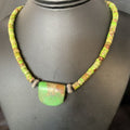 Navajo Green Gaspeite Turquoise Pendant | Sterling Silver | Authentic Native American Handmade | 13912