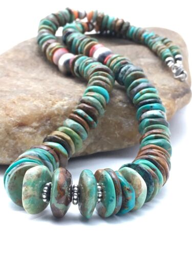 Authentic Navajo Turquoise Graduated Necklace | Sterling Silver | 23" | Native American Jewelry | 4363