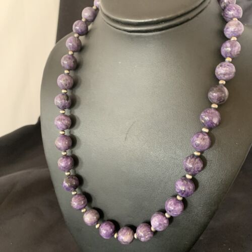 Navajo Purple Charoite Necklace | Sterling Silver | 20" | Authentic Native American Handmade | 11961