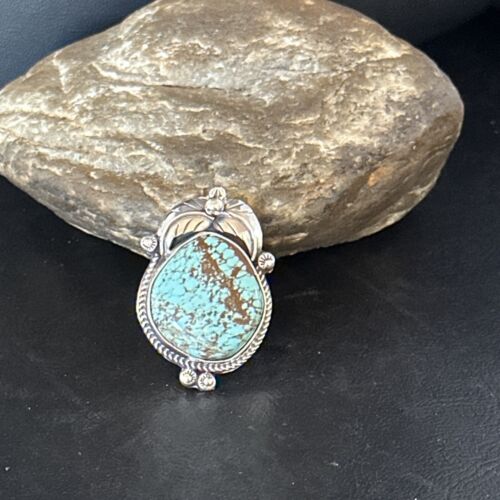 Navajo Blue Turquoise #8 Rings | Sterling Silver | Sz 9 | Authentic Native American Handmade | 14284