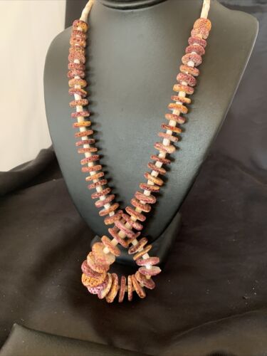 Navajo Purple Spiny Oyster & Pink Shell Graduated Necklace | Sterling Silver | Authentic Native American | 28" | 12254