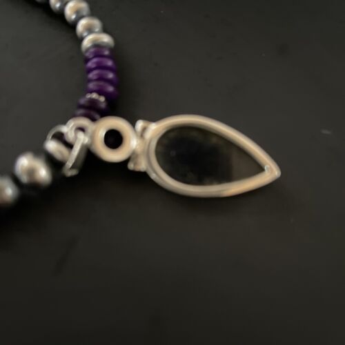 Navajo Pearls Necklace with Purple Sugilite Pendant | Sterling Silver | Multi-Stone | 11334