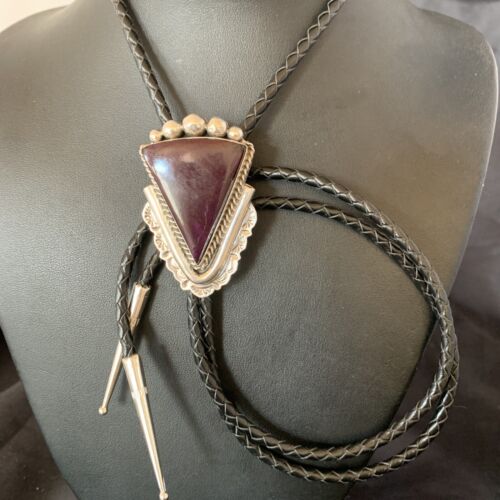 Southwestern Men's Bolo Tie | Purple Spiny Oyster | Sterling Silver | Navajo | 12936