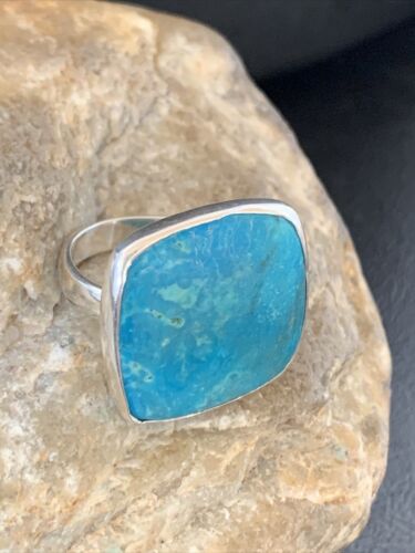 Men's Navajo Blue Kingman Turquoise Ring | Sterling Silver | Adjustable | Sz 7.5 | 10483