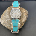 Navajo Men's Watch Tips | Sterling Silver & Turquoise Inlay | Authentic Native American Jewelry | 2094