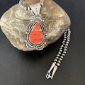 Navajo Red Spiny Oyster Pendant | Sterling Silver | 2" | Authentic Native American Handmade | 13320