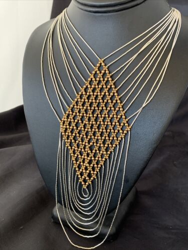 Gold-Filled Liquid Silver Heishi Necklace | 10 Strand Sterling Tube | 19" | 12631
