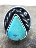 Native American Men's Blue Turquoise Ring | Navajo Sterling Silver | Sz 6.5 | 4056