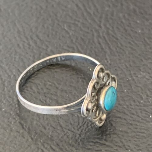 Southwestern Old Pawn Navajo Blue Turquoise Ring | Sterling Silver | Sz 7 | 10875