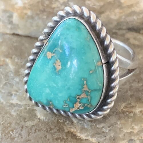 Navajo Green Sonoran Gold Turquoise Ring | Sterling Silver | Sz 6 | 10365