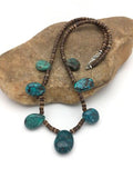 Southwestern Spiderweb Turquoise & Bone Bead Necklace | Sterling Silver | 20" | 2628