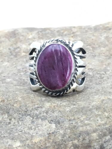 Navajo Purple Spiny Oyster Ring | Sterling Silver | Sz 6.75 | Authentic Native American Handmade | 2622