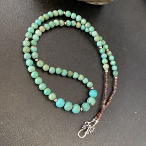 Navajo Royston Green Turquoise Shell Heishi Necklace | Sterling Silver | 23" | Authentic Native American Handmade | 10918