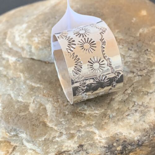 Navajo Stamped Wide Band Ring | Sterling Silver | Sz 11.5 | Authentic Native American Handmade | 10963